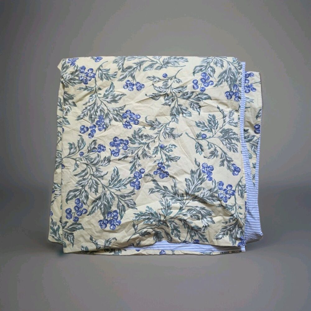 Eddie Bauer Duvet Cover Queen Floral Yellow Blue Cottage Coastal Grandma Stripes